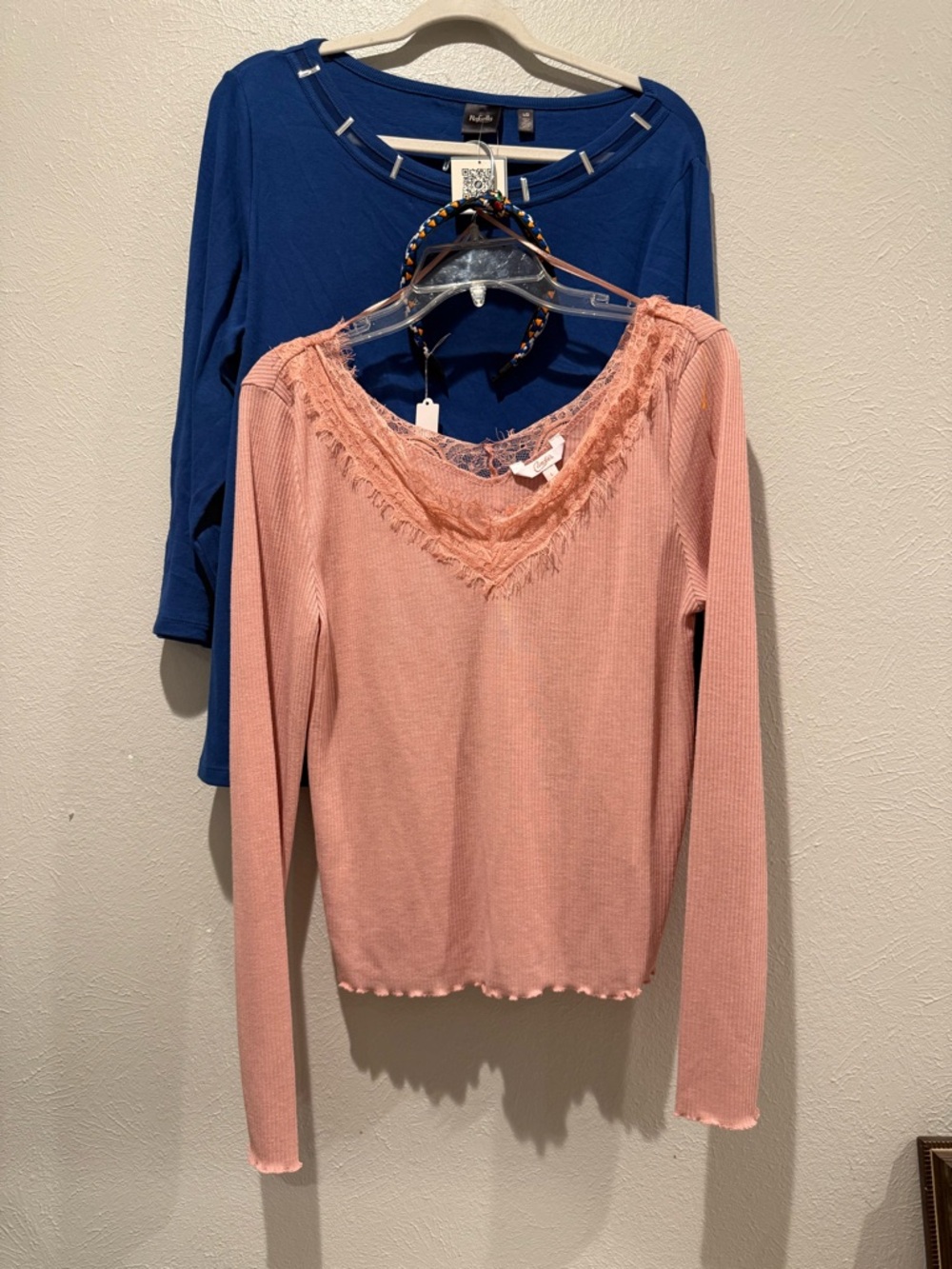 Two Long-Sleeve Top - Blue & Pink and Head Band